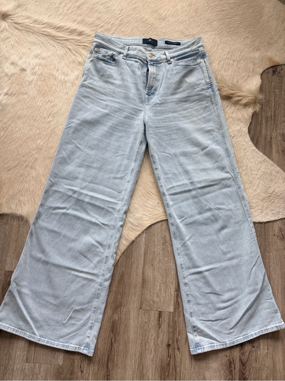 7 For All Mankind Light Blue Wide Leg Jeans
